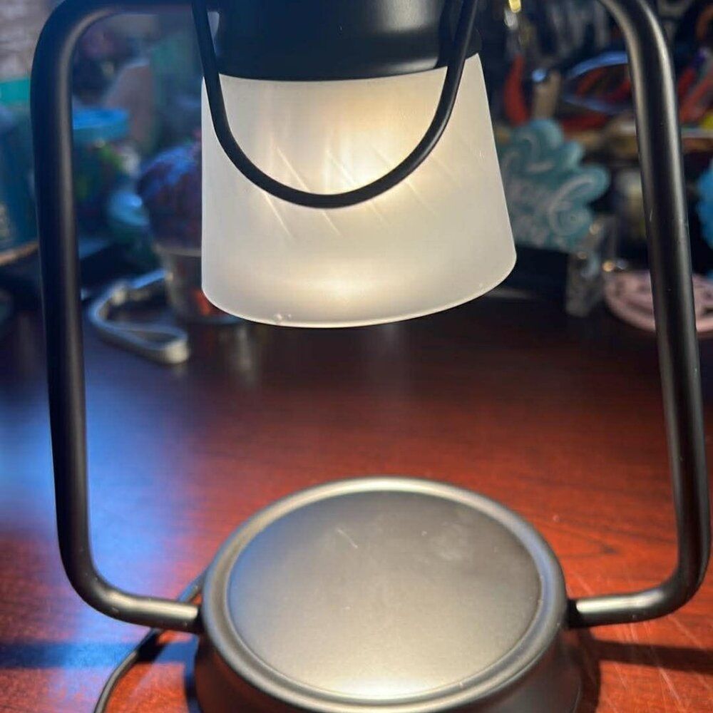 Modern LED Lamp – Black Metal, Frosted Shade, Dimmer Switch – NEW in Box +